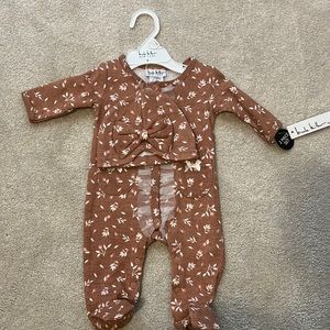 Brown one piece sleeper for baby girl